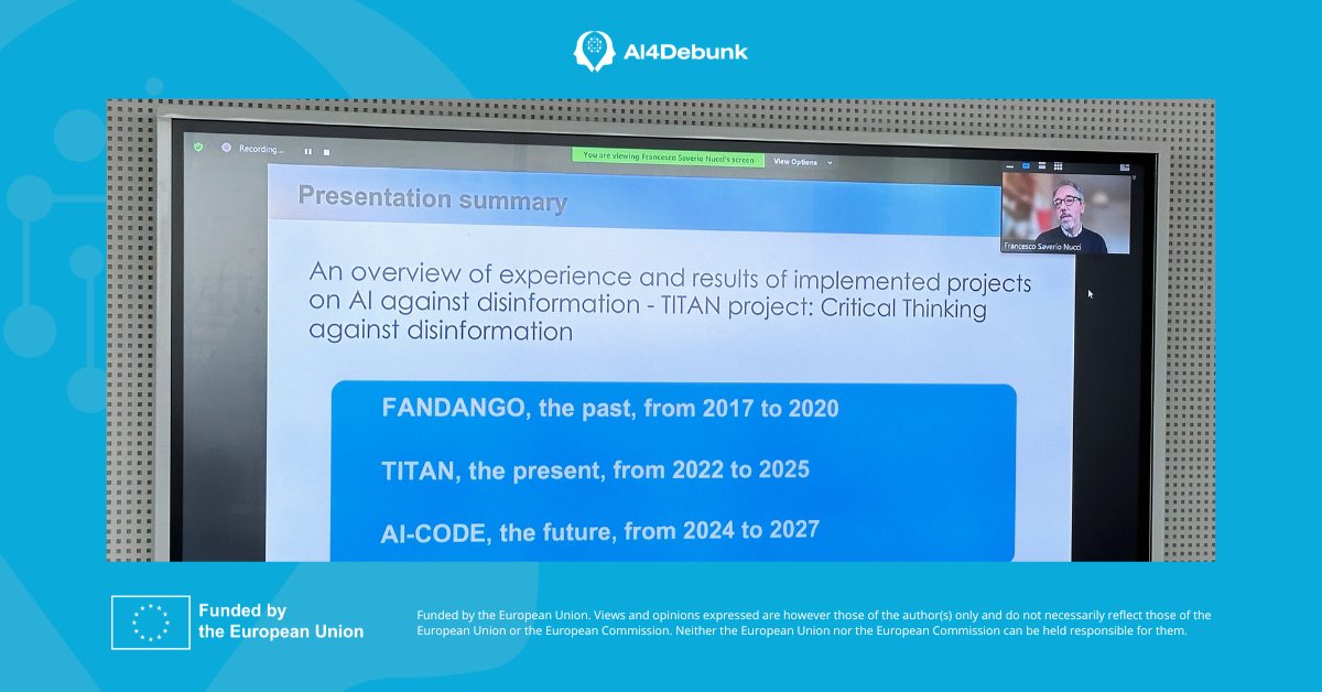 📸 TITAN's project coordinator participated in our recent General Assembly for an insightful online session where he shared experiences and results of implemented projects on #AI against #disinformation