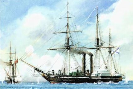 Steam warships meet in battle for the first time in 1853 in a duel between Russian & Turkish frigates. This bloody action, a prelude to a larger Russian naval victory, was the first act in the #CrimeanWar. Click: bit.ly/2LqXtMD #NavalHistory #19thCentury