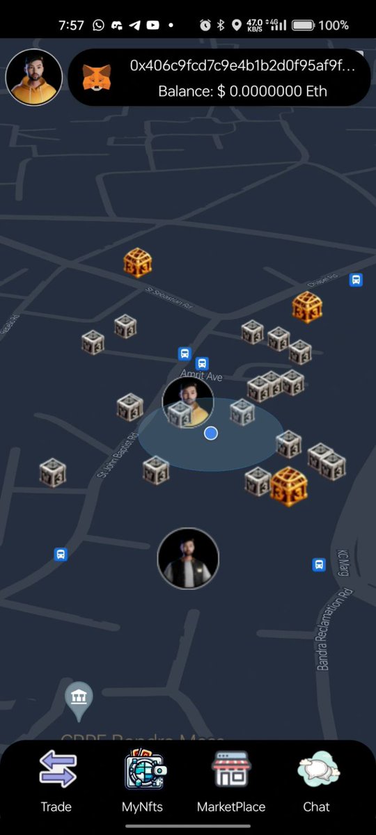 akashmeruva9's tweet image. Heyy I had recently participated in EthMumbai Hackathon by Ethereum. Our project is Geo Blocks, which is like Pokemon go on blockchain, where instead of pokemons we find nfts and coins, we can mint them through moving to different locations.

devfolio : devfolio.co/projects/geobl…