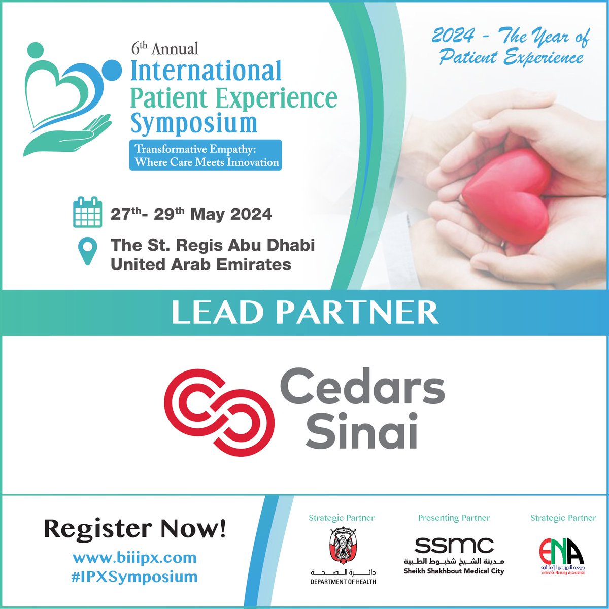 6th Annual International #PatientExperience Symposium is delighted to be joined by @CedarsSinai , as Lead Partner.🔗Register Now: biiipx.com/register! Cedars-Sinai is a nonprofit academic #Medical center and a $8 billion integrated #healthcare organization.
#IPXSymposium