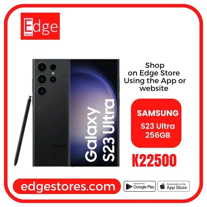 Get to feel the extraordinary Samsung Galaxy S23 ultra in the palm of your hands.

5000 Mah strong battery
200 MP Camera
6.8' Screen size

At only K22, 500

Visit our website edgestores.com or whatsapp us on 0974436887

#edgestore #effortlessshopping #onlineshopping