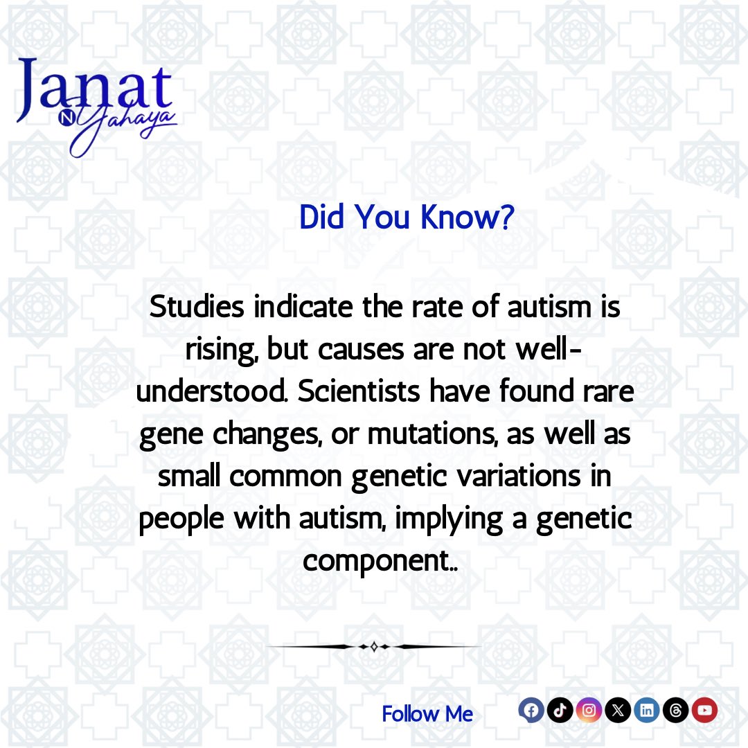 The exact causes of autism are not fully understood, but research suggests that a combination of genetic and environmental factors play a role. 

#Positiveparentingally 
#AutismAwareness
#JanatYahaya
#Autism