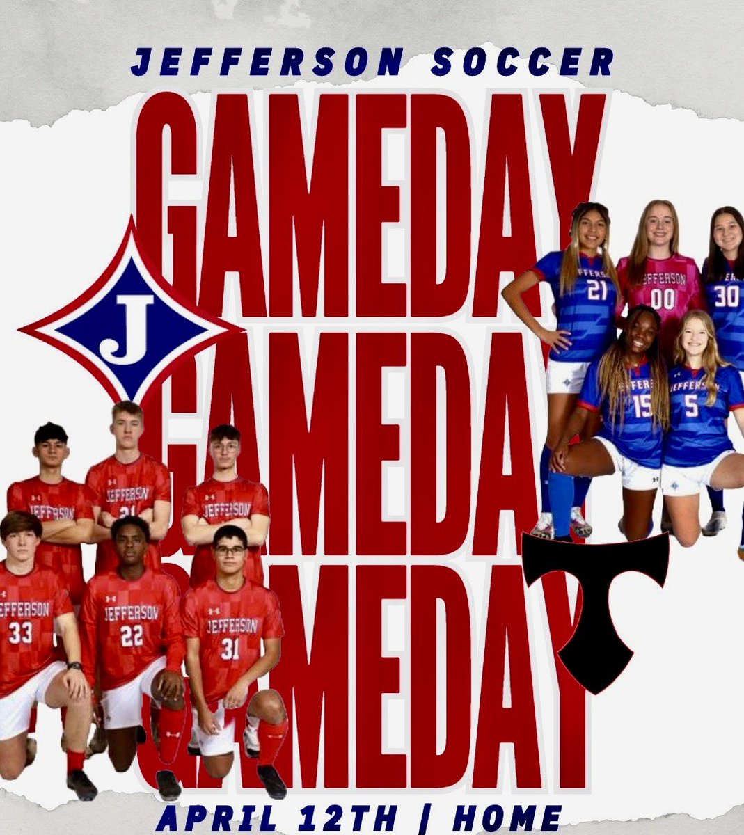 VARSITY GAMEDAY! Last regular season home game! Alliance & Jefferson Rec players get in free with their jersey! ⏰ 6pm girls, 8pm boys 📍 Jefferson Memorial Turf 🆚 North Oconee HS Go Dragons!