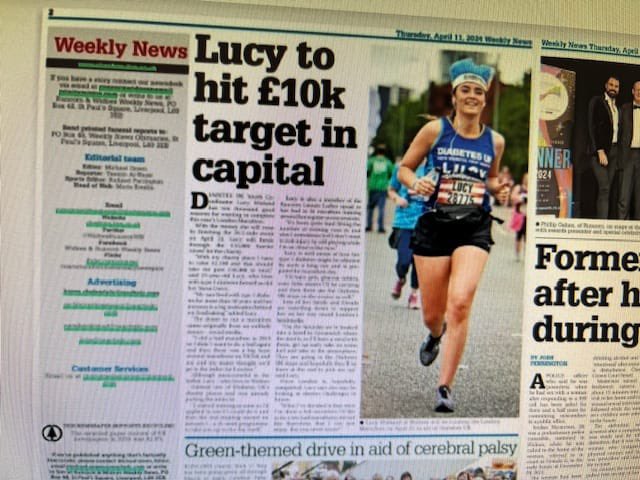 Go girl!! We're all right behind our own @lucy_wieland as she prepares to tackle the @LondonMarathon for @DiabetesUK . We know you'll smash it Lucy. 💪 Thanks to @WidnesRuncornWN for the coverage too.
