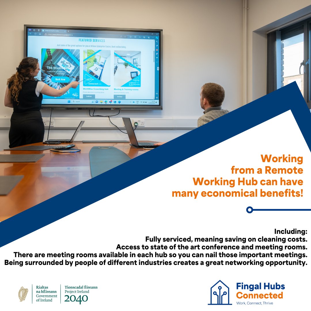 Working from a Remote Working Hub can have many
business benefits! ⭐
#Remotework #coworking #Ireland2040 #OurRuralFuture
Fingal Hubs Connected is supported by the @DeptRCD 

@BEaTCentre11 
@base_centre 
@EnterpriseDrina 
@ConnectedHubs
@Fingalcoco