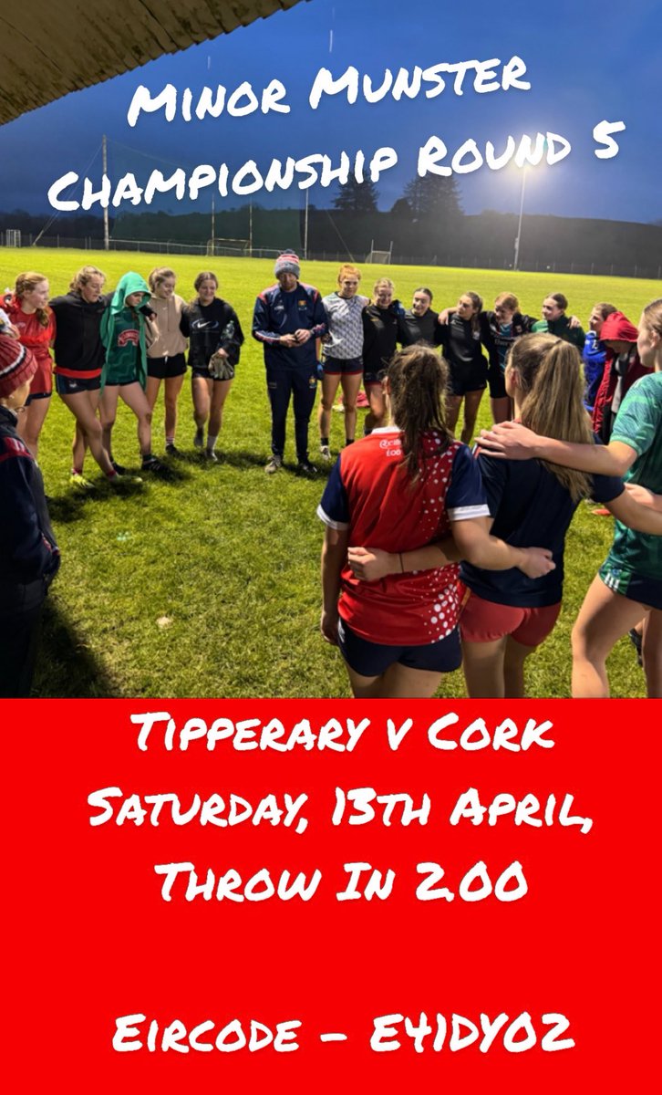 Best of luck to our Minors playing away to @TippLadiesFB tomorrow in their rescheduled Round 5 fixture of the @MunsterLGFA Championship. munsterlgfa.com/tickets/?fbcli…
