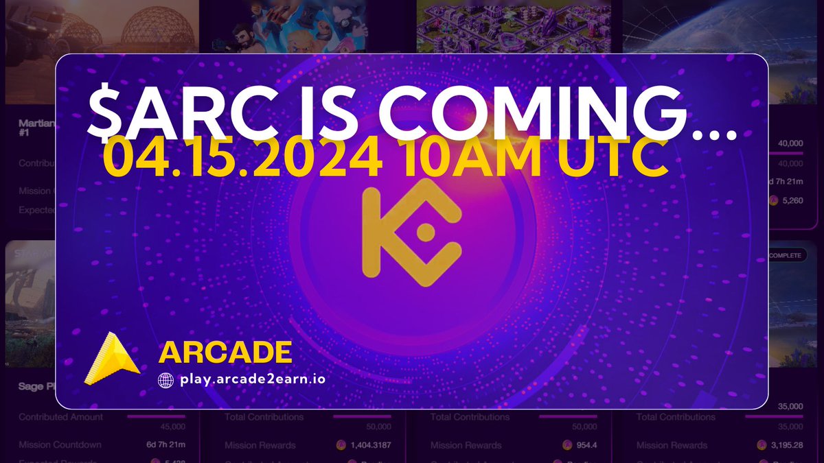 arcade2earn's tweet image. It’s official - $ARC is coming to @kucoincom in just a few short days 👾

We’re excited to step into this next chapter with one of the most loved and trusted exchanges on the planet. 

Let’s go 🎉