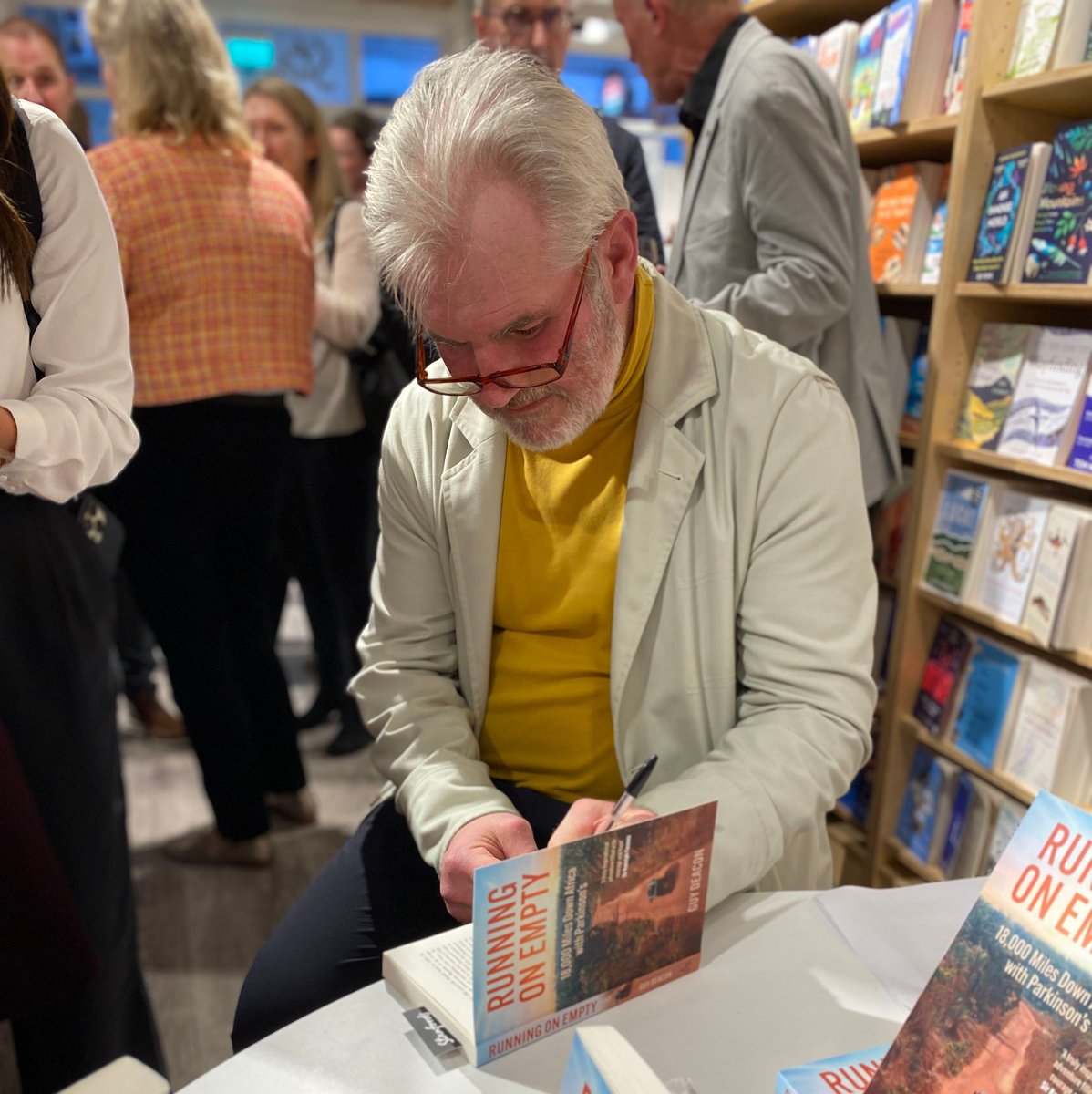 Guy Deacon kicked off his UK-wide book tour promoting 'Running on Empty' at @StanfordsTravel in London last night. 'Running on Empty' follows Guy’s solo journey from the UK to Africa, raising global awareness of #Parkinsons along the way: buff.ly/3xtncQO