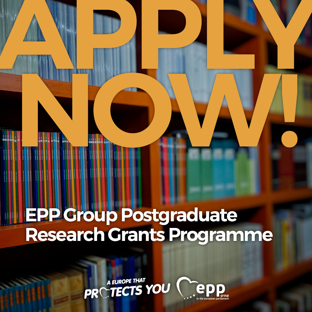 📣 The @EPPGroup Postgraduate Research #Grant Programme is now open! 👉We are looking for new researchers interested in the impact of Christian Democracy on the process of European integration. 🤔Sound interesting? Read more: epp.group/researchgrants @EUI_EU @EUI_HistArchEU