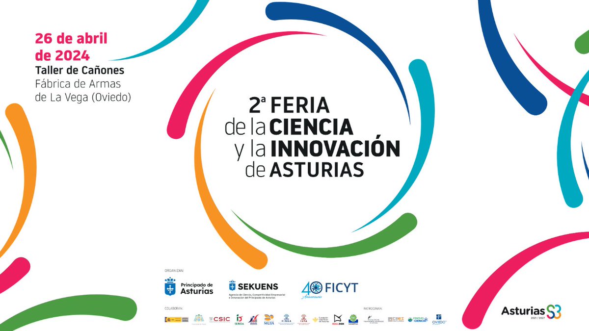 🆕 🧬🧪 Vuelve la Feria de la Ciencia y la Innovación de Asturias (2ª edición)💡⚙ El próximo 📅 viernes 26 de abril de 2024... En la 📍 Nave de Cañones de la Fábrica de Armas de la Vega (Oviedo). ⌚ Apertura general en horario de 16.00h a 19.30h (1/4) 🧵