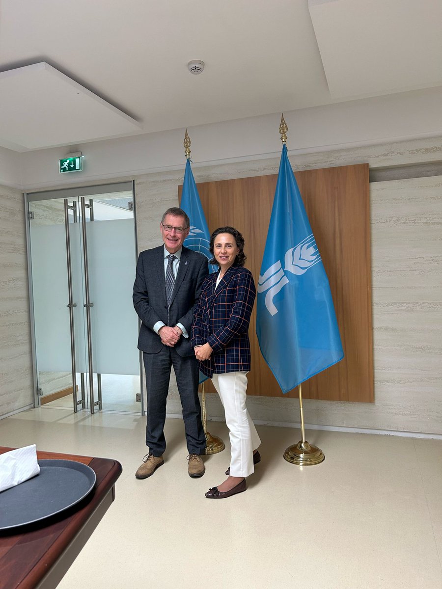 A productive meeting between @eu_eeas Managing Director for Global issues, Belén Martínez Carbonell, and @IFAD took place yesterday. Topics ranged from IFAD's funding diversity to its key role in water initiatives and collaboration with other RBAs.