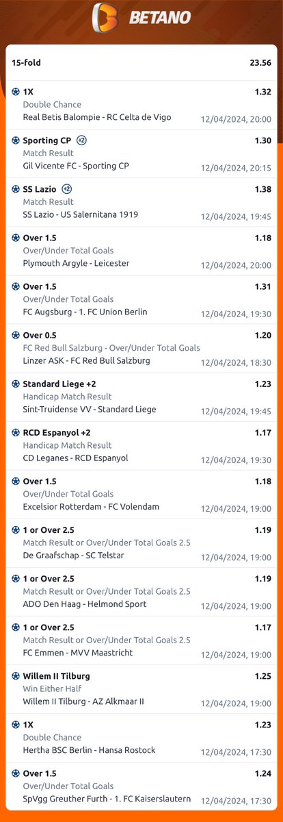 20+ odds BETANO 🎯🔞 Register here: bit.ly/4cwiNwo Click this link to load game: betano.ng/mybets/2018697… Booking code: 3M5BWCEP Promo code: KING365 Bet responsibly