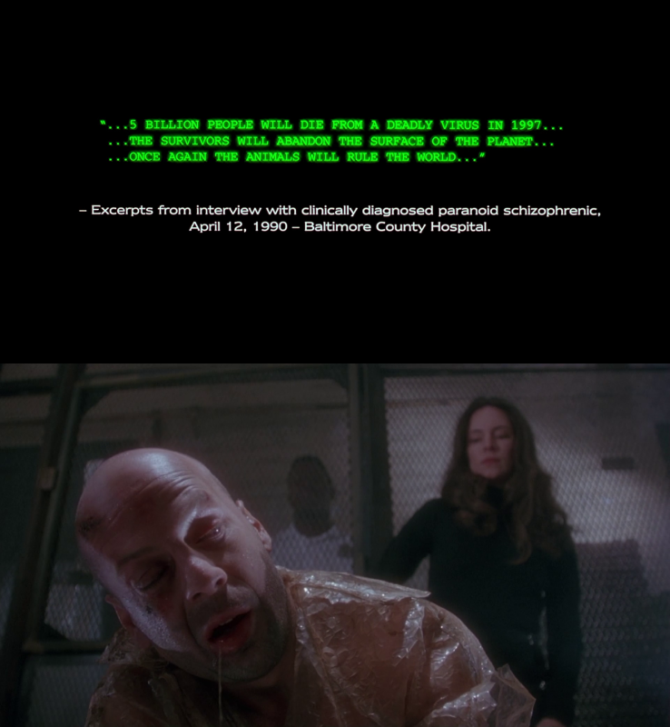 Apr 12th 1990 - A clinically diagnosed paranoid schizophrenic was interviewed at Baltimore County Hospital 📽️📅 Twelve Monkeys (1995)