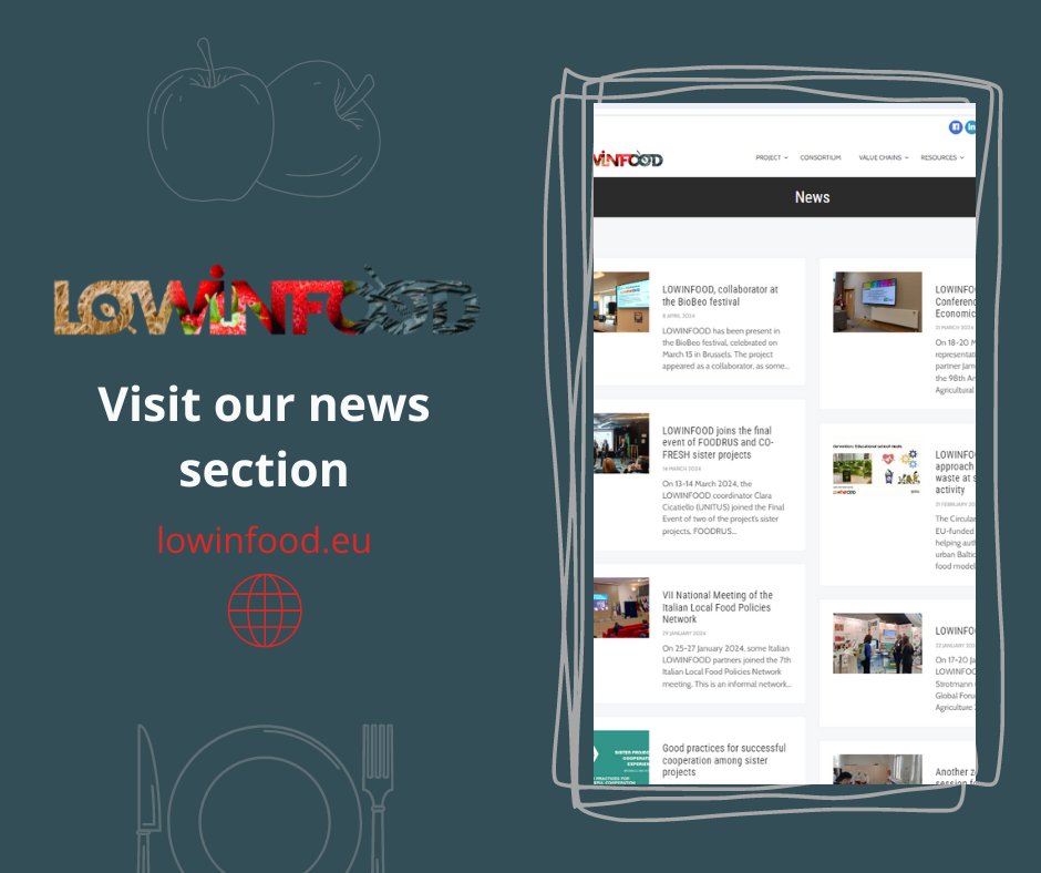 #LOWINFOOD is in full #dissemination mode🔝

👥Partners are sharing the knowledge gained in the implementation of the #LOWINFOOD innovations to #reducefoodwaste.

🤗We have a lot to tell you, visit our #news section🌐lowinfood.eu/news #H2020FoodSis #sustainability