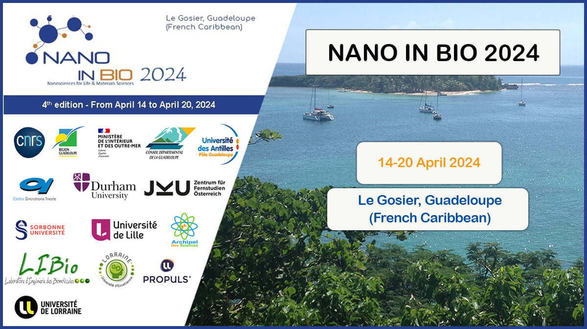 💎 The 4th edition of NANO in BIO will be held from 14-20 April in the village of Le Gosier, Guadeloupe (French Caribbean). This conference aims to promote networking and scientific exchange among the researchers. 💡More: lnkd.in/dw3R9krA #Nano #conference #nanotechnology