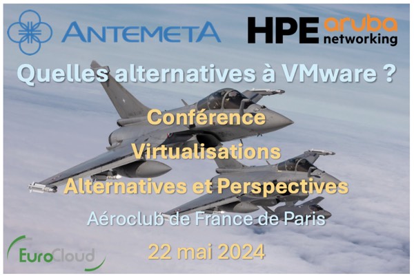 EuroCloudFrance's tweet photo. Le 22 mai, rejoignez @HPE_Aruba_NETW , partenaire de la conférence "Virtualisation Alternatives et Perspectives" à l'AéroClub de France. 5 tables rondes pour comprendre les conséquences du changement de politique de @VMware_Fr 
https://t.co/u7yRt8uDby https://t.co/PYzn85OyBT