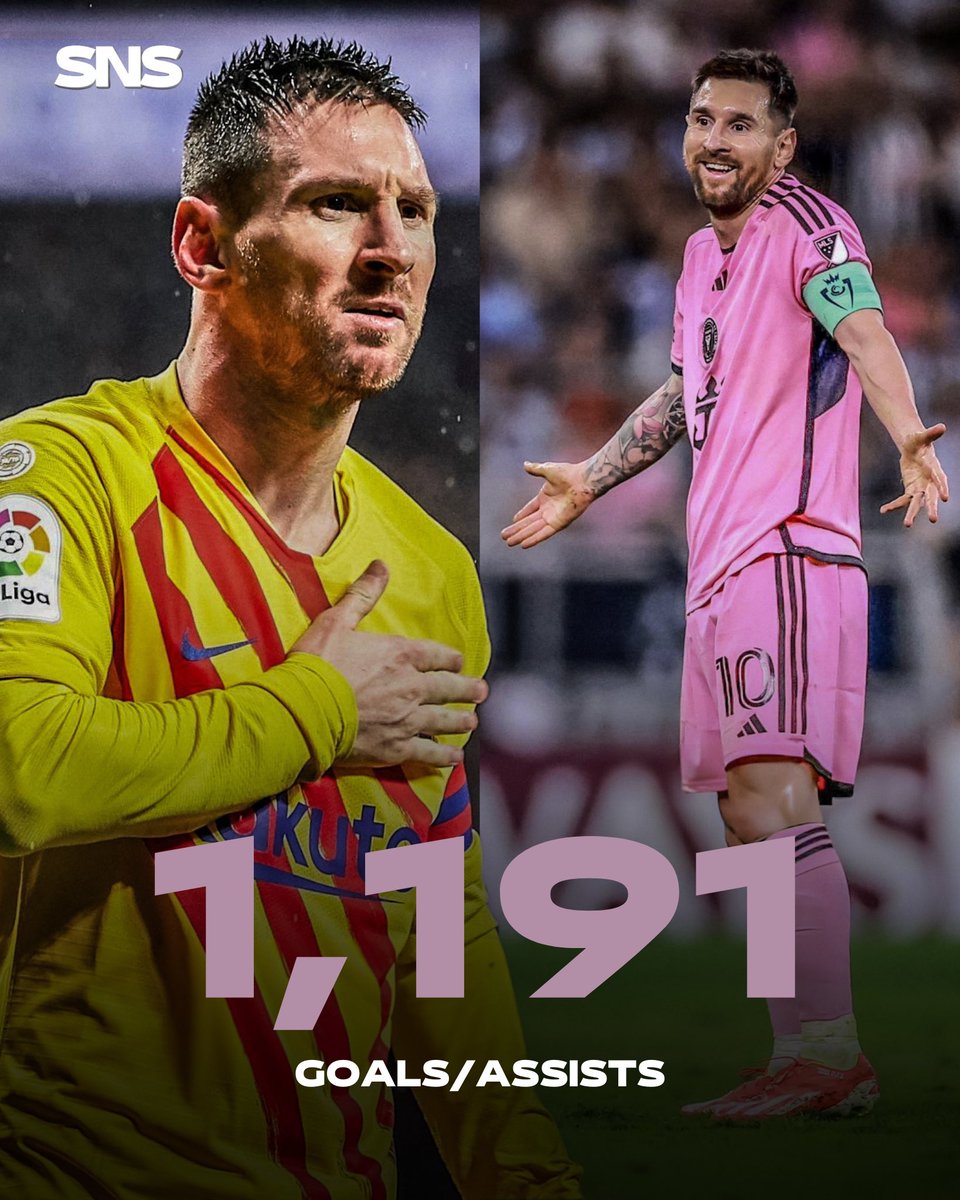 🇦🇷 Lionel Messi has 1191 goals/Assists in his career. 👕 1054 games ⚽️ 827 goals 🎯 364 assists 🤝 1191 G/A GOAT! 🐐🎩