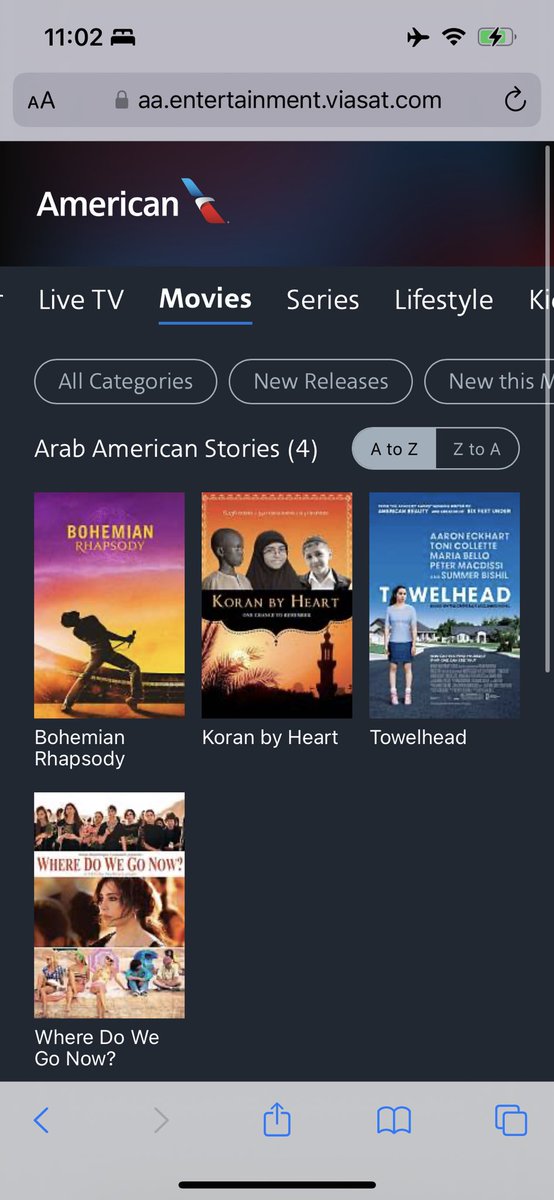 My jaw dropped when I saw this in flight moments ago. Major props to <a href="/AmericanAir/">americanair</a> for highlighting Arab Americans during Arab American heritage month. I, do, however suggest you consult with folks regarding the choices. Nonetheless, thank you.