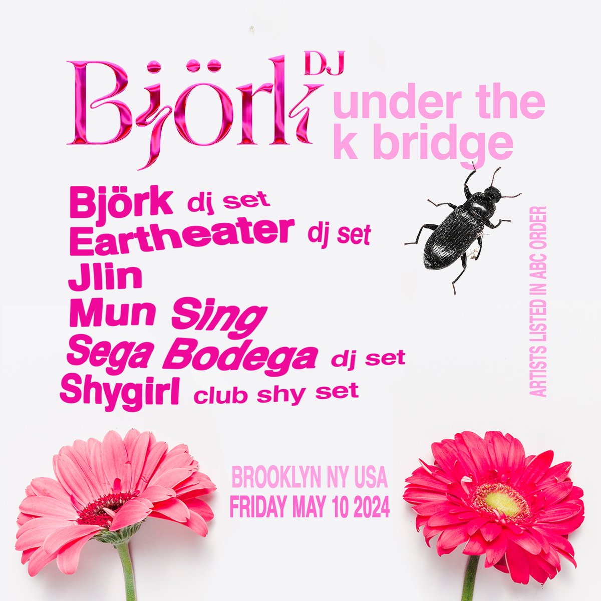 so excited about re-uniting on this brooklyn dancefloor ... it´s been a while !! invited my friends to come along with me and so thrilled they were all up for it can´t wait warmthness björk eartheater @trinityvigorsky jlin @Jlin_P mun sing sega bodega @segabodega shygirl