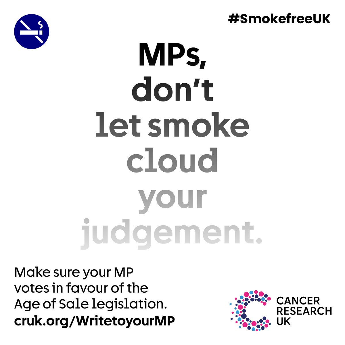 Riddle me this 🤔

If there was one thing your MP could vote for, which, if implemented will prevent thousands of deaths, cost the taxpayer nothing, reduce health inequalities..

Ask your MP to vote in support of a #SmokefreeGeneration and leave a legacy we can all be proud of 👇