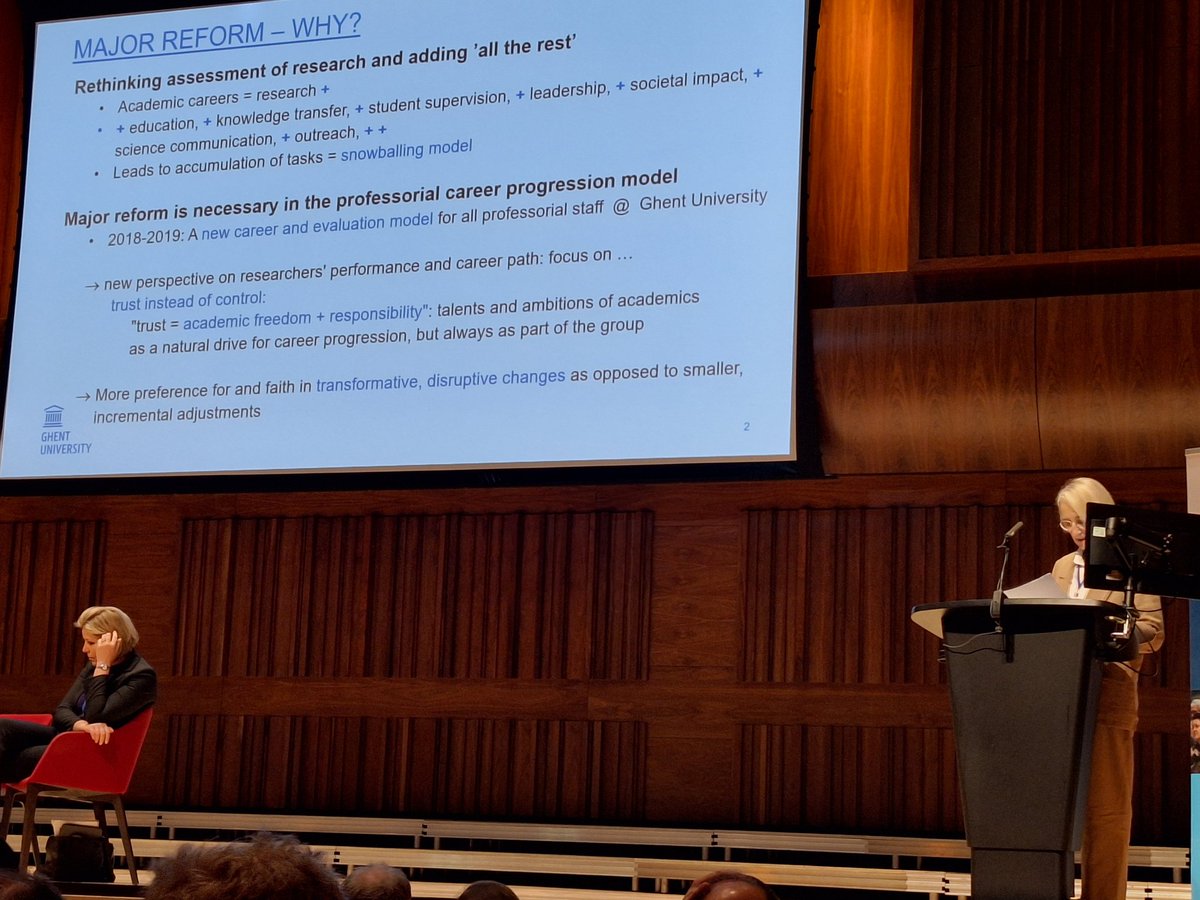 'The new career model focuses on talent development, personalised objectives and no competition for promotion (HR committee for each professor)' Ilse De Bourdeaudhuij presenting the 'why' of the academic career reform and a new model @ugent #eua2024annualconf