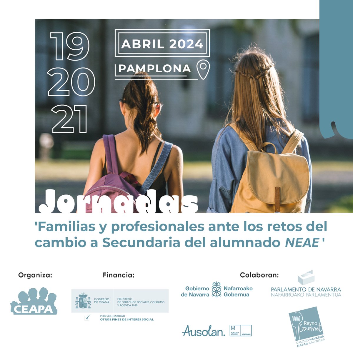 ceapa_oficial's tweet photo. Los próximos 19, 20 y 21 de abril tenemos una cita en #Pamplona para hablar de los retos a los que se enfrenta el alumnado #NEAE en su paso hacia la Secundaria. Hablaremos de inclusión, equidad y convivencia con personas expertas y representantes de nuestras #FederacionesCEAPA https://t.co/VpLVvAa5b5