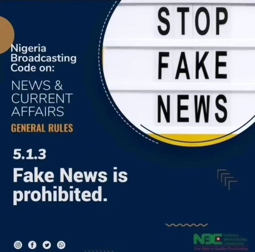 #broadcasting #news #currentaffairs #fakenews #NBCode Your Right to the Nigeria Broadcasting Code on News and Current Affairs- General Rules. @NtaNewsnow @radionigeriahq @AIT_online @channelstv @TVCconnect @Arisetv @NigeriainfoFM @voiceofnigeria @NgNewsAgency @SilverbirdTV