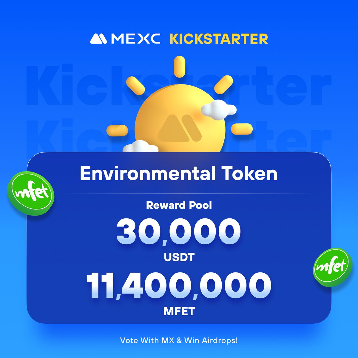 .@MfetOfficial an RWA project focused on developing scalable solutions to measure and reduce carbon footprin, is coming to #MEXCKickstarter 🚀

🗳Vote with $MX to share massive airdrops
📈 $MFET/USDT Trading: 2024-04-13 13:00 (UTC)

Details: mexc.com/support/articl…