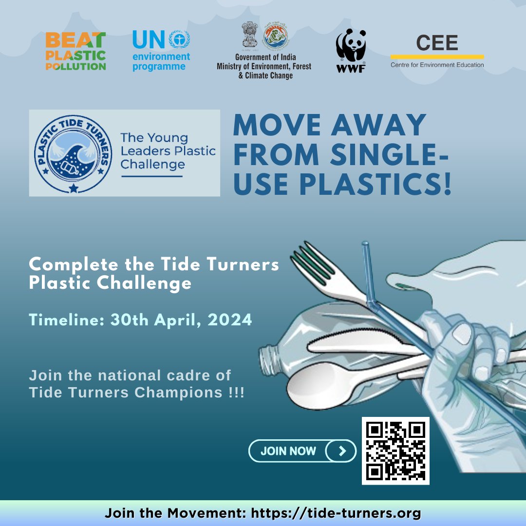 Dive into the Tide Turners Plastic Challenge and be part of the solution. Let's work together to turn the tide on plastic waste and pave the way for a sustainable future. Entries received till April 30 will be taken for evaluation. To join: tide-turners.org/SignUp