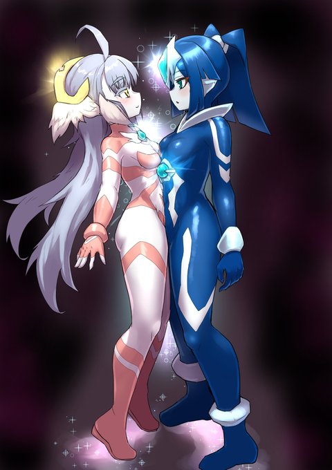 綿体粉さん(@Men_Tai_Ko0)のイクスガールセレナさんとうちの巨大少女セラフを勝手に一緒に描いてしまいました…
イクスガールちゃん描きたいな～ってやっているうちにネタの方向性がよくわからないことになって
描きあがるあたりでようやく
だいぶおこがましいことしてるな!?と気づいた… 