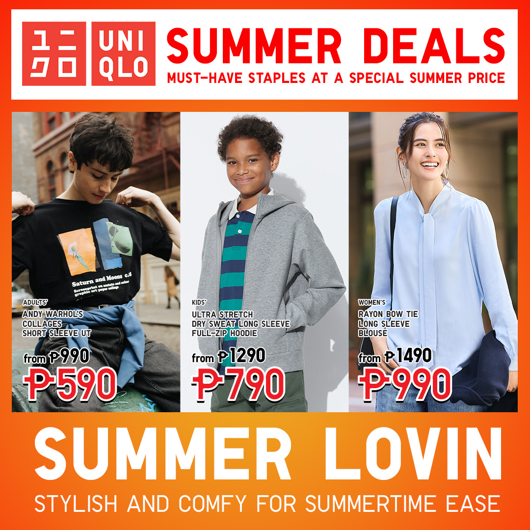 Get ready for hot summer deals! Check out these #LifeWear essentials at lower prices. Catch more LifeWear must-haves here: s.uniqlo.com/49PdLst Get exclusive benefits when you download the UNIQLO App: s.uniqlo.com/3UfsTL6 #UniqloPH