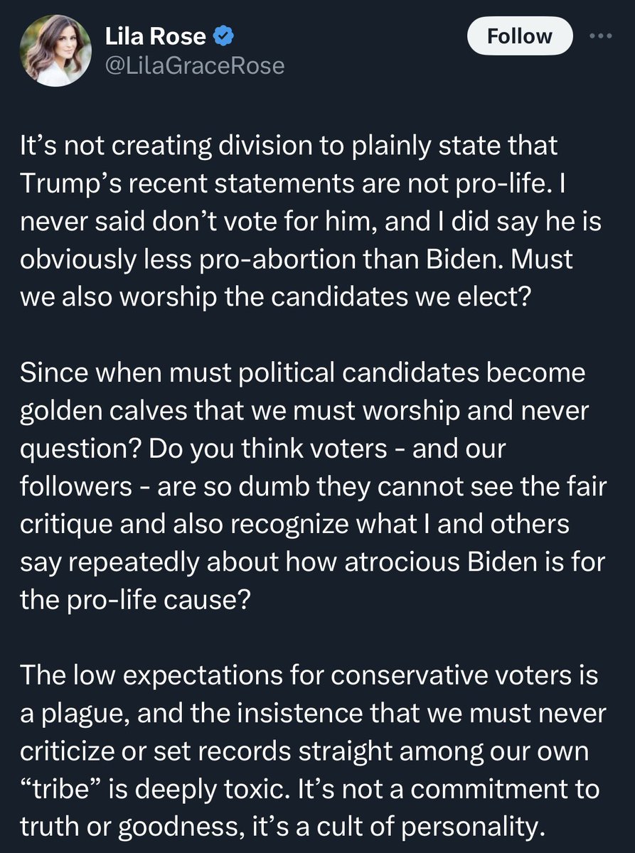 Leader of anti-abortion org is shocked to learn that, yes, the MAGA movement is a cult of personality and the Dear Leader must never be criticized, and when she dared to step out of line to point out the obvious about Trump’s abortion position she gets ripped by cultists.