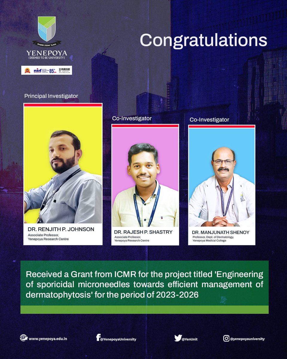 Congratulations on the Achievement!

#Projectgrant #ICMR #achievements #university #yenepoyauniversity