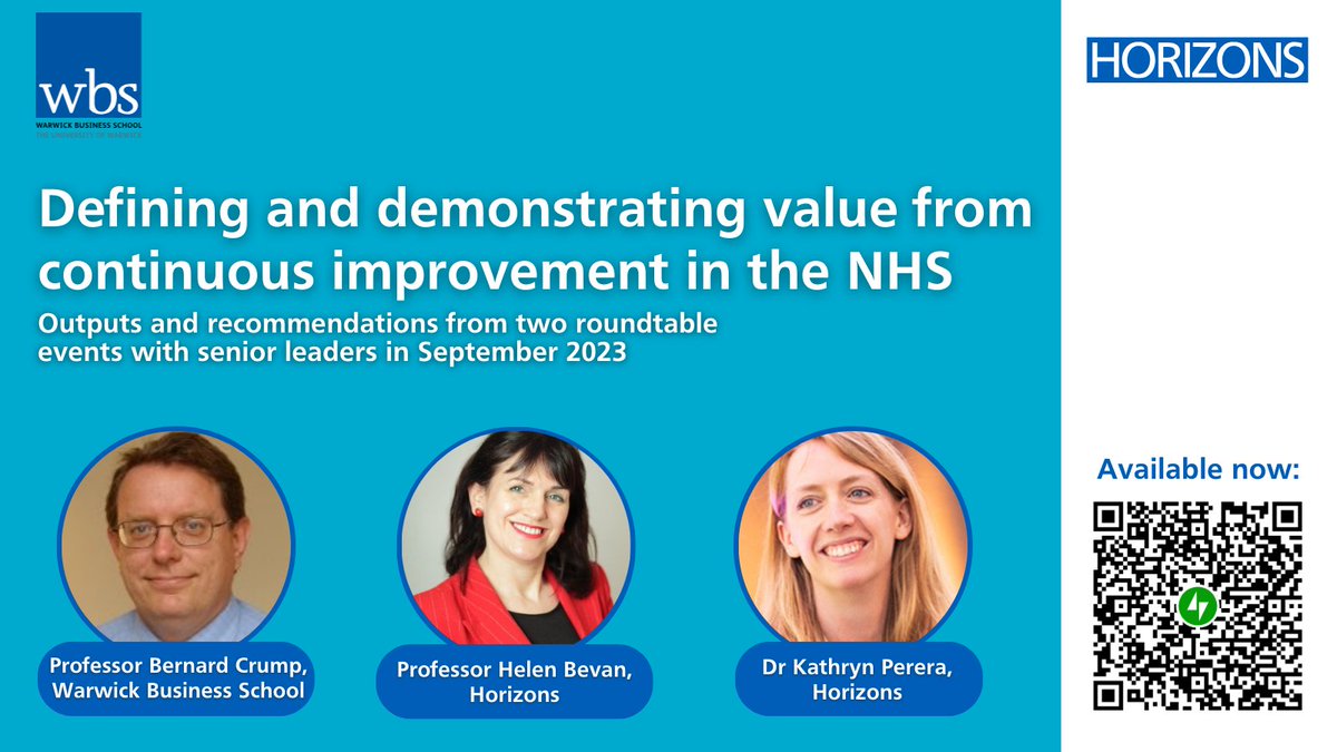 'How do we define & demonstrate value from continuous improvement in the NHS?' - Our new report published in partnership with @WarwickBSchool is now available. Read the full report & @HelenBevan 's accompanying blog here: horizonsnhs.com/launch-of-ci-v… #IHI #Quality2024 #CI