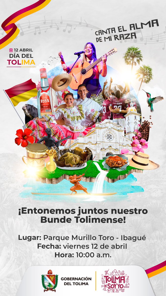 gobertolima's tweet photo. Hoy nos sentimos orgullosos de nuestra tierra, de nuestra gastronomía, de nuestra pujanza, de nuestra historia, de nuestra gente, de nuestros ancestros. 

163 años de fundación del Estado Soberano del #Tolima.

Celebramos 163 años de pujanza pijao.  

#TolimaSoyYo https://t.co/l1Nf6e1yNv