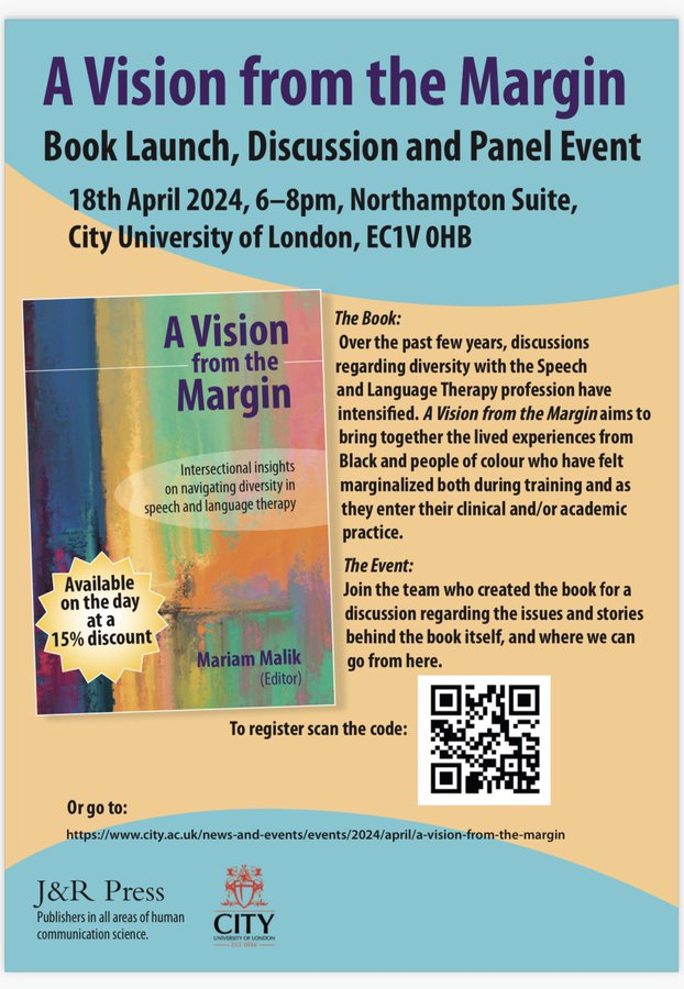 📢Join and hear intersectional insights in the field of speech & language therapy. Time for introspection, where are these voices in our clinical, academic & community fora? #visibilityindiversity @imanvirjislt @mariammaliks @AcquireSLT @SimonSLT @MelaniePacker72 @JandRPress