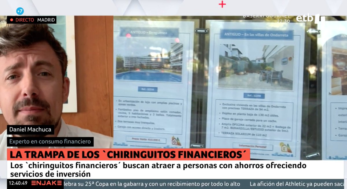 🔴📺 @DanielMachucaV, experto en consumo financiero 'Son entidades que se aprovechan de los ahorros de los usuarios' #EnJakeETB ➡️eitb.eus/es/television/… @Xlapitz