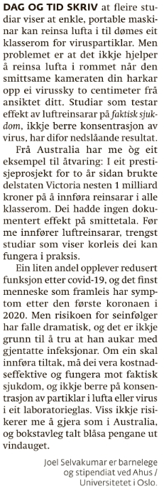 Ett av flere viktige poeng i @jp_selvakumar sitt innlegg om seinfølger covid-19 etter i @dagogtid i dag dagogtid.no/ordskifte/eins…