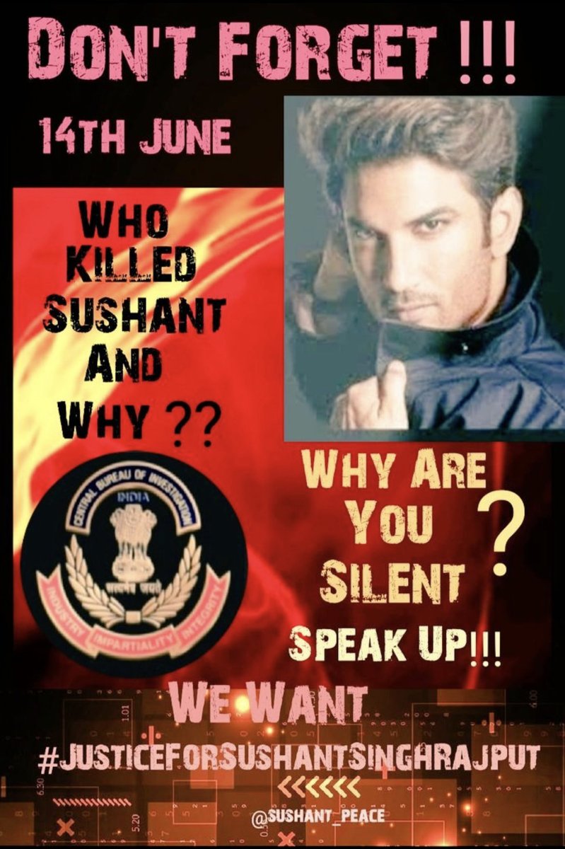 People want answers, answer who is stopping you? you have been silent for a long time the evidence is loud and clear that Suchant was brutally murdered‼️ ⁦@itsSSR⁩

@PMOIndia @HMOIndia
@CBIHeadquarters

#JusticeForSushant️SinghRajput

CBI Answerable InSSRCase