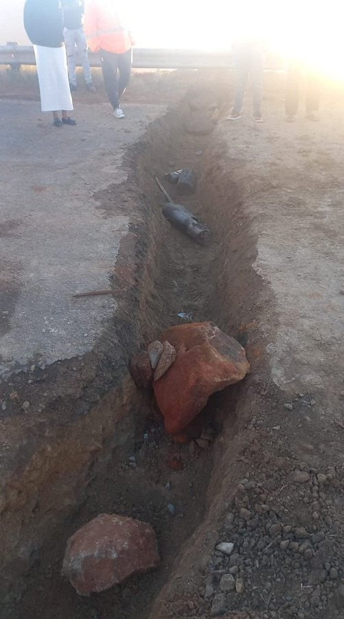 South Africa is a warzone - here's a trench dug across the road in the Kokstad area - its only goal is to entrap and ambush vehicles so that the occupants can be robbed and murdered. We are at war - people just don't know it yet.