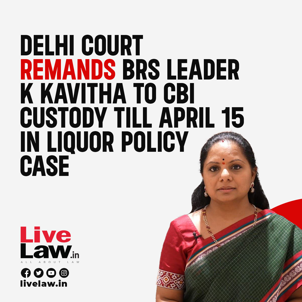 A Delhi Court on Friday remanded BRS leader K Kavitha to Central Bureau of Investigation (CBI) custody till April 15 in the alleged liquor policy scam.

Read more: t.ly/pd7xs

#KKavitha #BRS #CBI #LiquorPolicyScam