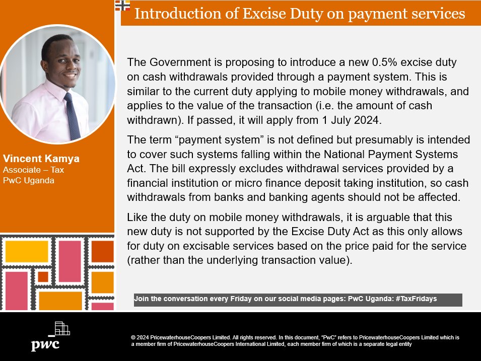 The Government is proposing to introduce a new 0.5% excise duty on cash withdrawals provided through a payment system. Find out which payment systems are targeted by this bill. #Taxfridays