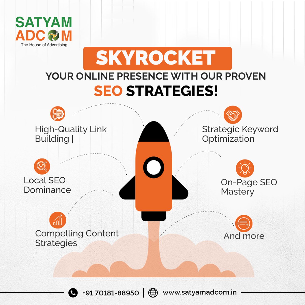 Satyam Adcom with Our Proven SEO Strategies! ✨🚀

Ready to climb the search engine ranks and be discovered by your target audience? 🌐
Our expert SEO team is here to amplify your digital presence and drive organic traffic to new heights.

#digitalmarketing #OnlineGrowth
