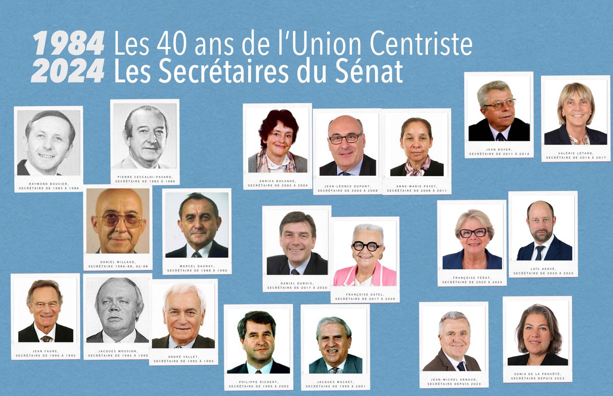 #40ansUC Alain Poher et René Monory, tous deux président du @Senat, étaient des sénateurs de l'UC. Vice-présidents, Questeurs, membres du Bureau : les sénateurs centristes ont toujours activement participé aux instances du Sénat !