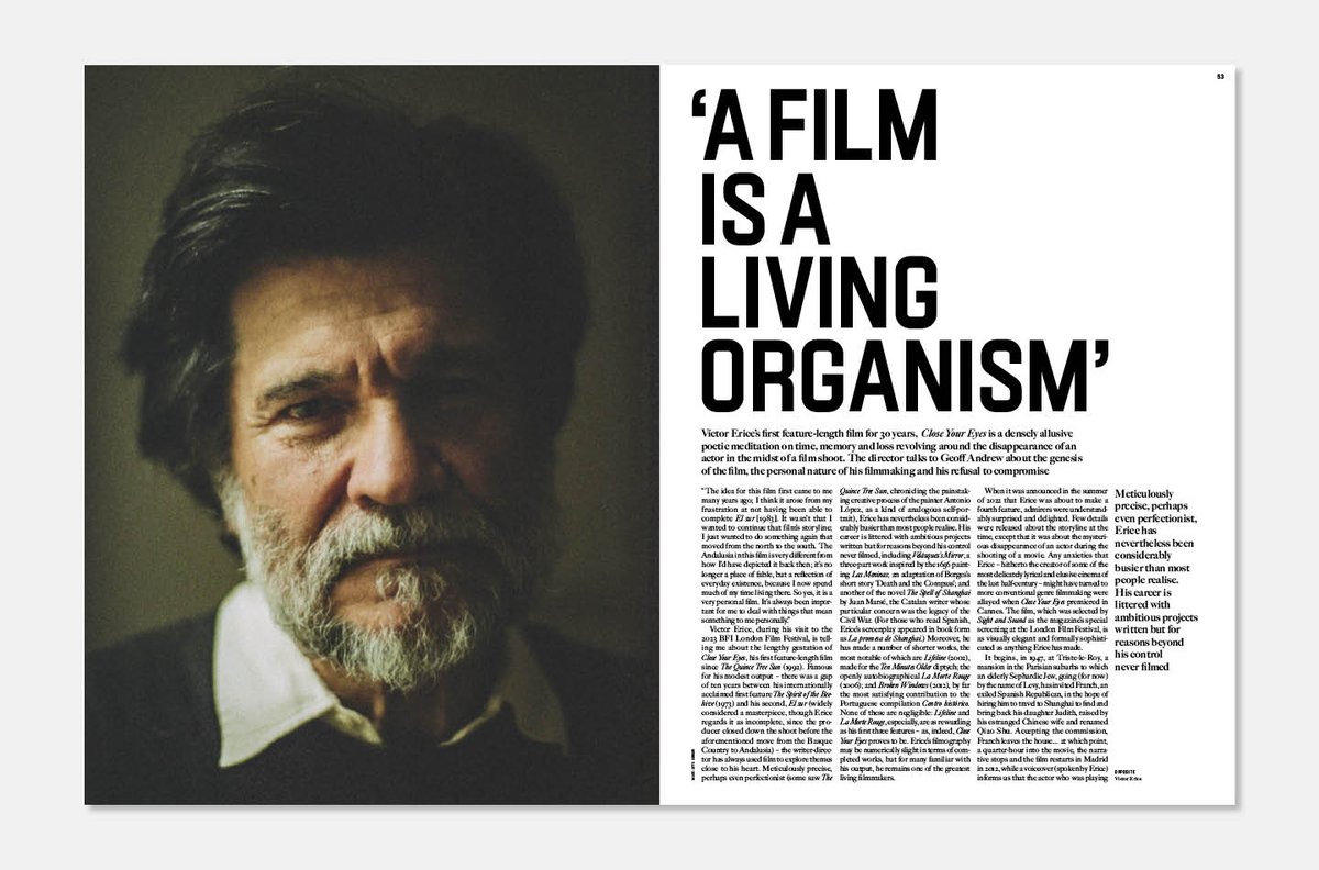 Read @Geoff_Andrew’s incisive interview with Víctor Erice in our new issue, out now Get your copy: shop.bfi.org.uk/sight-and-soun…