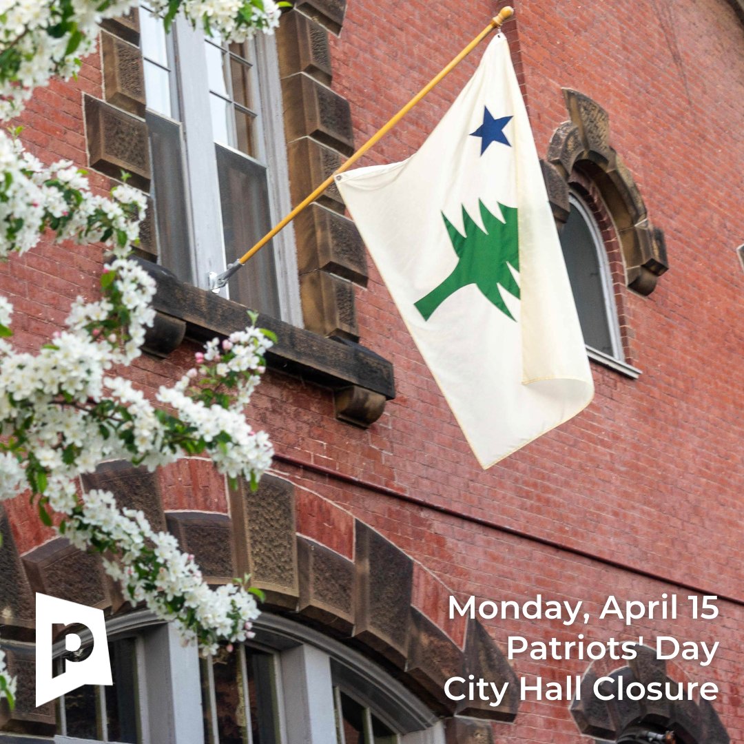 Portland City Hall and City buildings are closed to the public Monday, April 15th in observance of Patriots' Day.⁠ There is no change to trash and recycling collection.⁠ #PortlandMaine