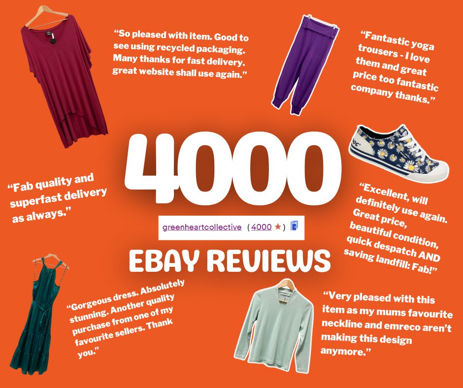 WOW! 😲🎉 Thank you so much for 4000 eBay reviews 💚 We appreciate all your support and feedback. And with your help we have now rehomed an amazing 11,000 items on our eBay store alone. THANK YOU.