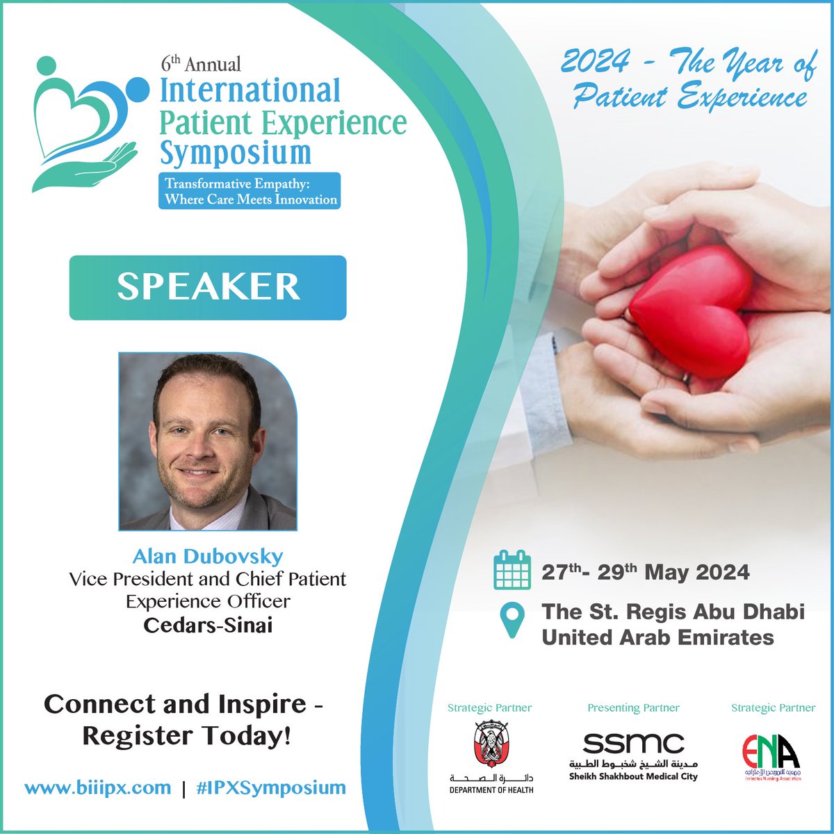 (biiipx.com) Alan Dubovsky, Vice President and Chief #PatientExperience Officer at @CedarsSinai , will be presenting on 'Continuing the #PX Journey of Listening to #patients Differently' at the 6th Annual International #patient Experience Symposium.
#IPXSymposium