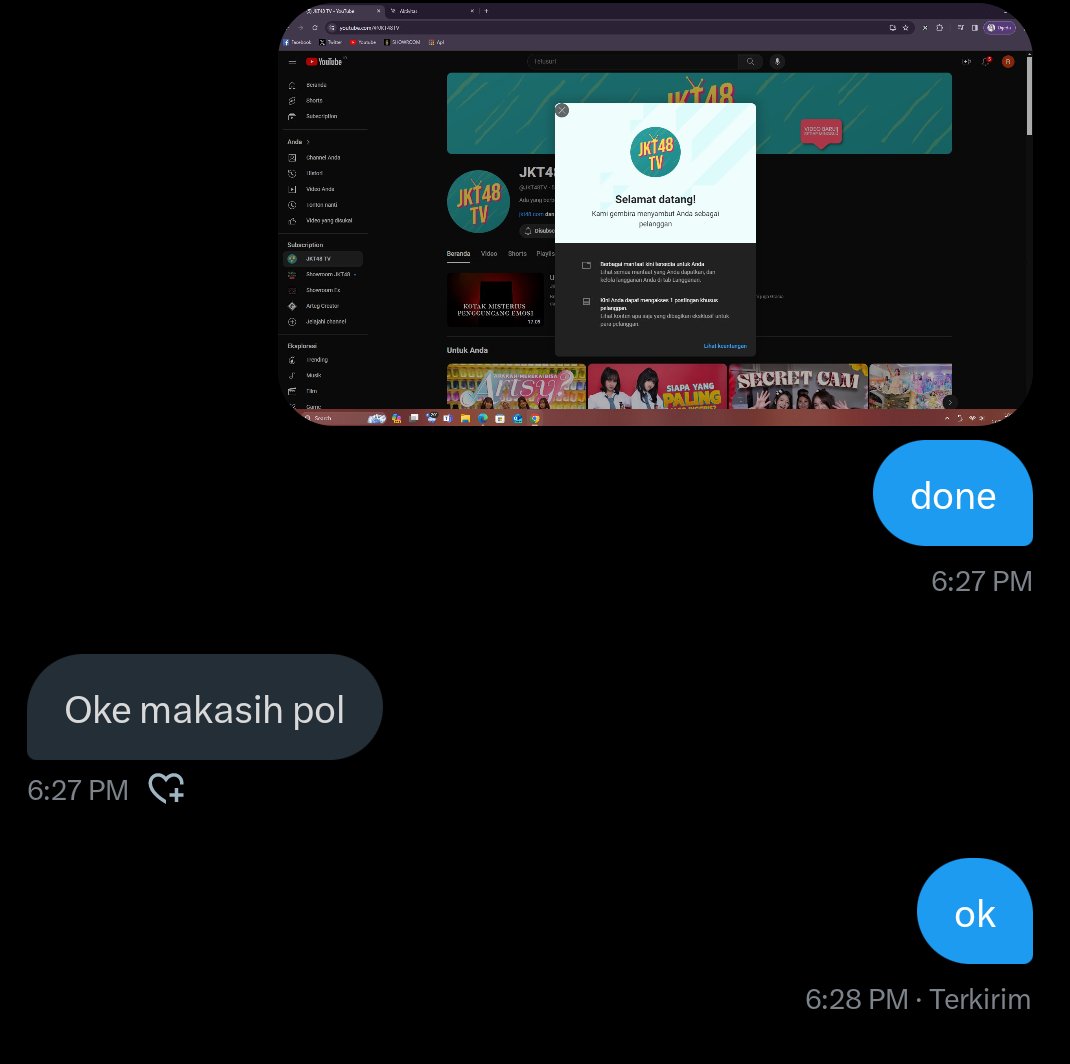 idolpolice_'s tweet image. Open membership jkt48 tv buat streaming theater selama 30 hari, harga cuma 90k aja udah bisa nonton semua show theater selama 30 hari, lebih hemat daripada beli satuan di Showroom
order DM/fasres ke t.me/polisiidol48 All Payment ready, Proses cepat

Sedikit Tstimoni