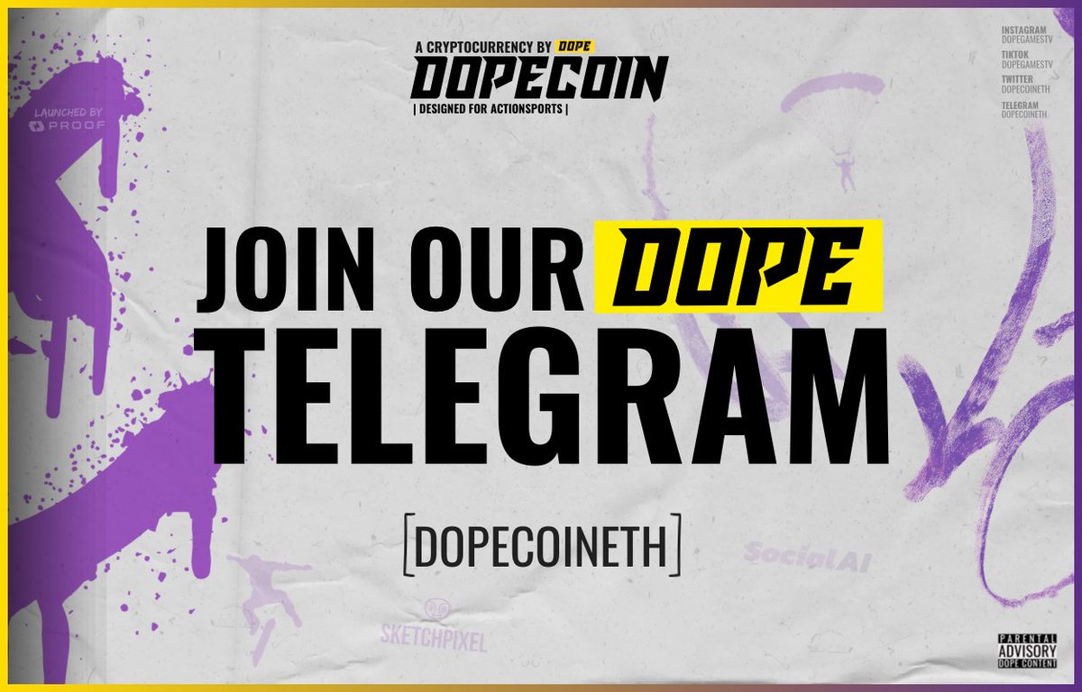 $DOPE TELEGRAM 🗞️

Stay Updated on the latest and join the fast growing #Dope scene. 

We got a busy schedule ahead of us! 🔥

- New Partners
- New Ambassadors 
- The Roadmap
- Dope Expansion

And much more.. 

t.me/DopeCoinETH

📹 #DopeSocials
💰 #DopeCoin
🥇 #DopeGames
